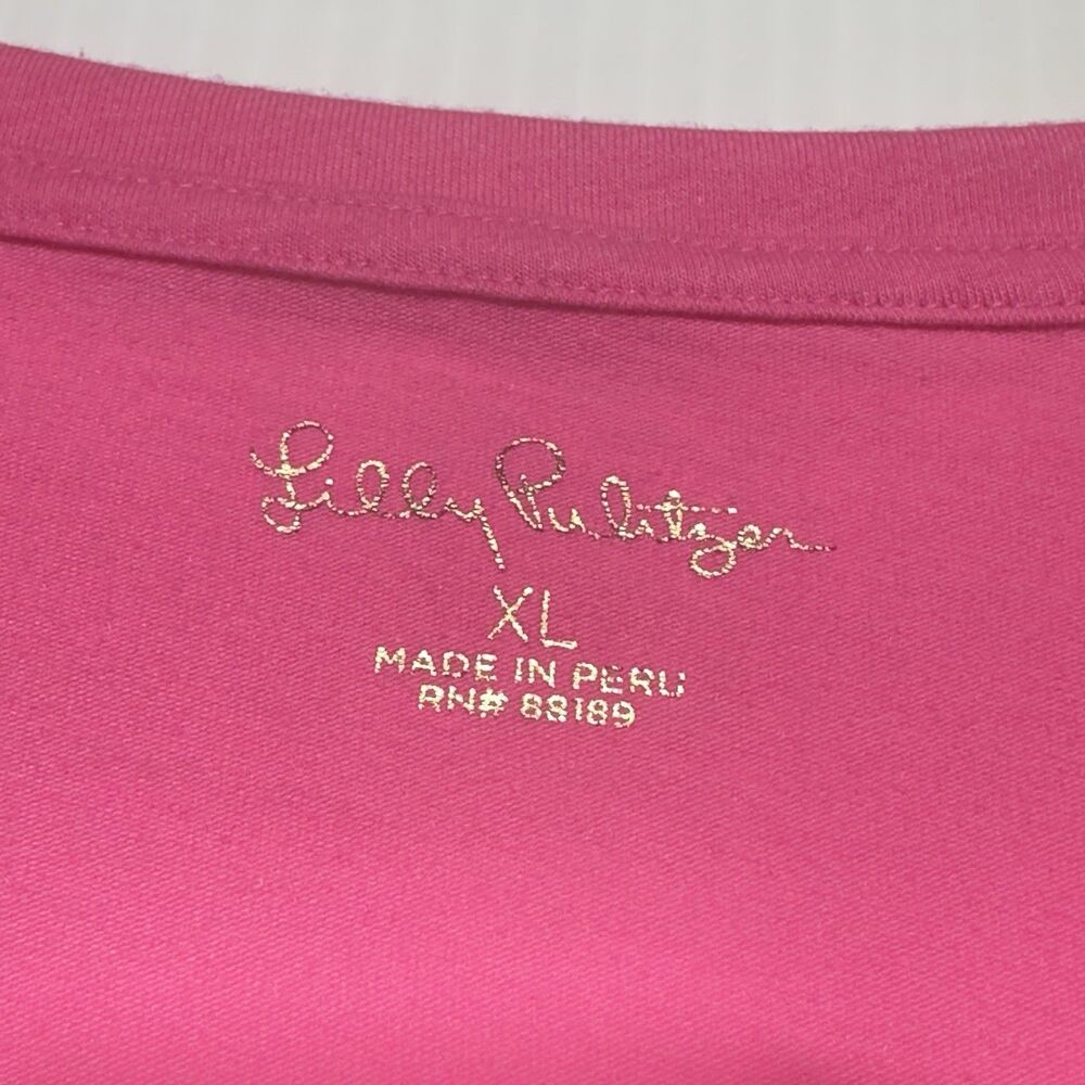 Lilly Pulitzer Jessie Top Womens Size XL Pink Square Neck Short Sleeve - Picture 4 of 7
